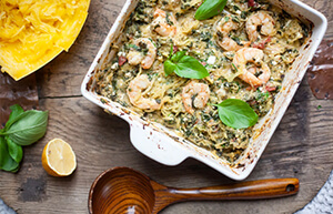 Baked Ricotta Spaghetti Squash with Shrimp
