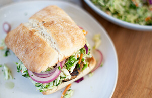 Green Goddess Veggie Turkey Burger on Ciabatta