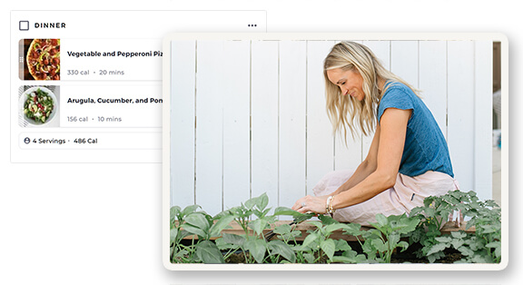 Lillie gathering fresh herbs for cooking